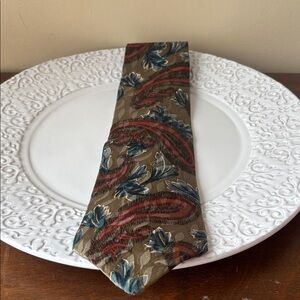 Liberty Paisley Tie in Brown and Teal